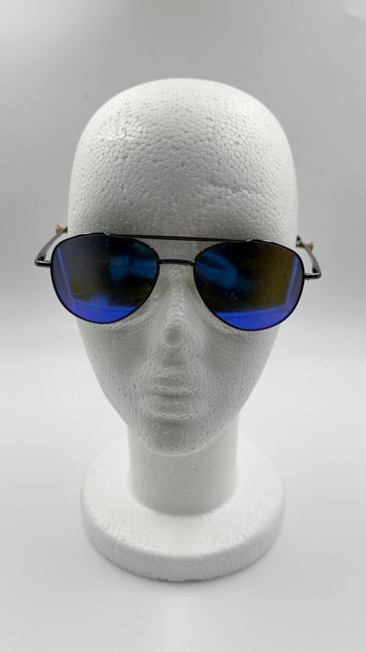 ZENNI Matte Black with Blue Mirror Aviator Sports Sunglasses